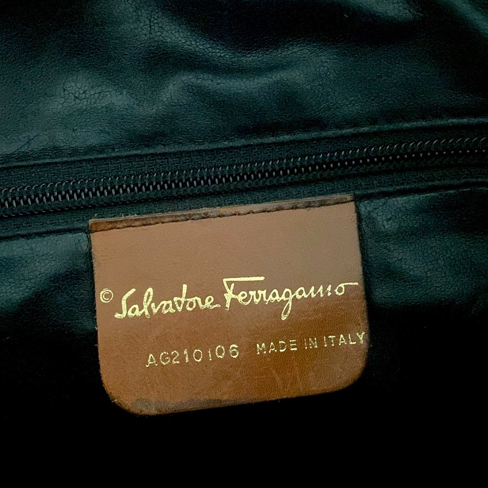 Salvatore Ferragamo Vintage Black Brown Leather Crossbody Handbag - Picture 11 of 13